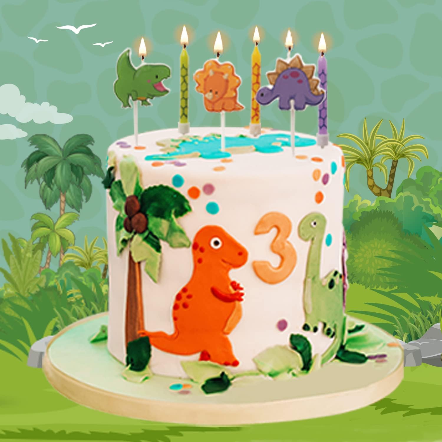 Dinosaur Birthday Candle Set