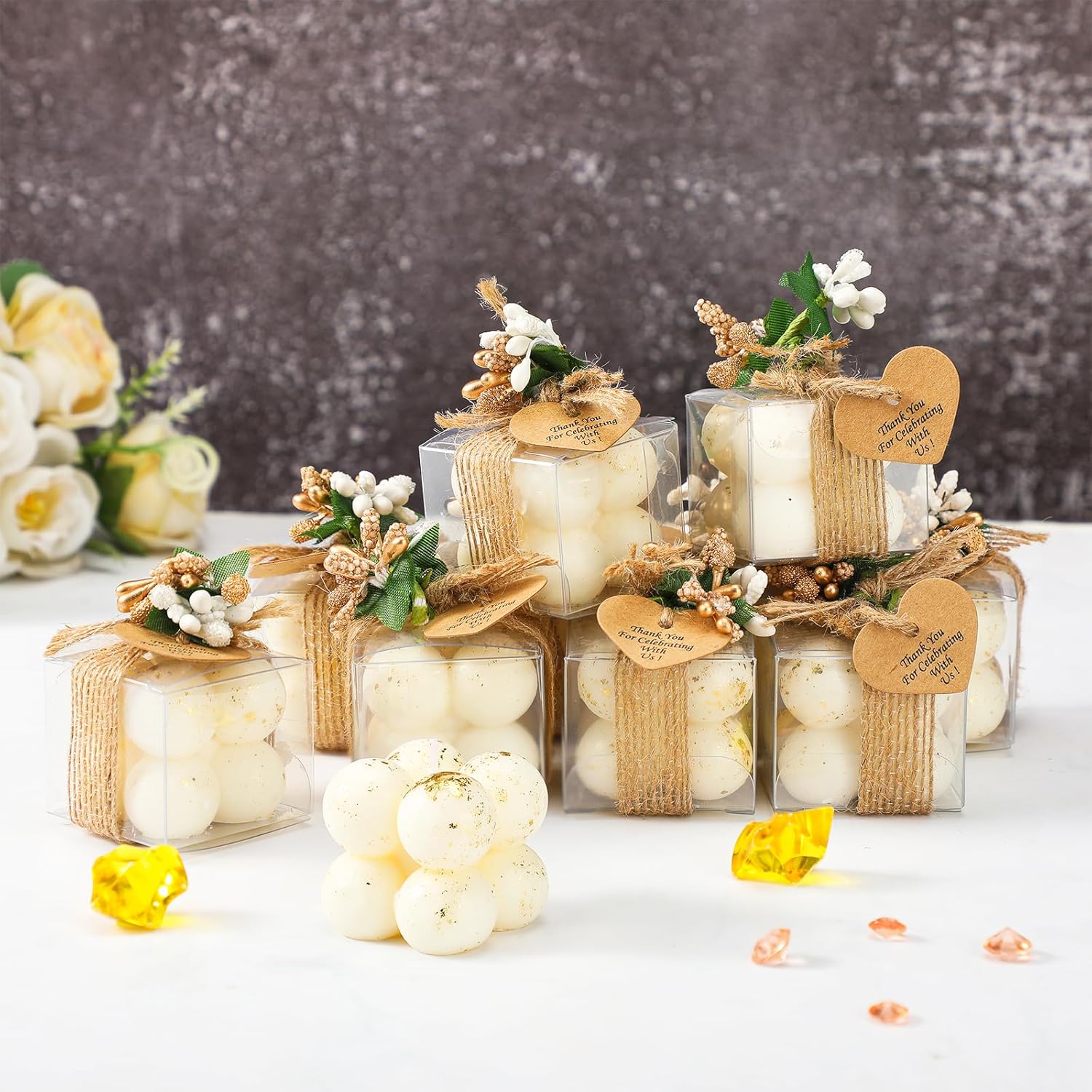 Mini Bubble Candles with Dried Flowers
