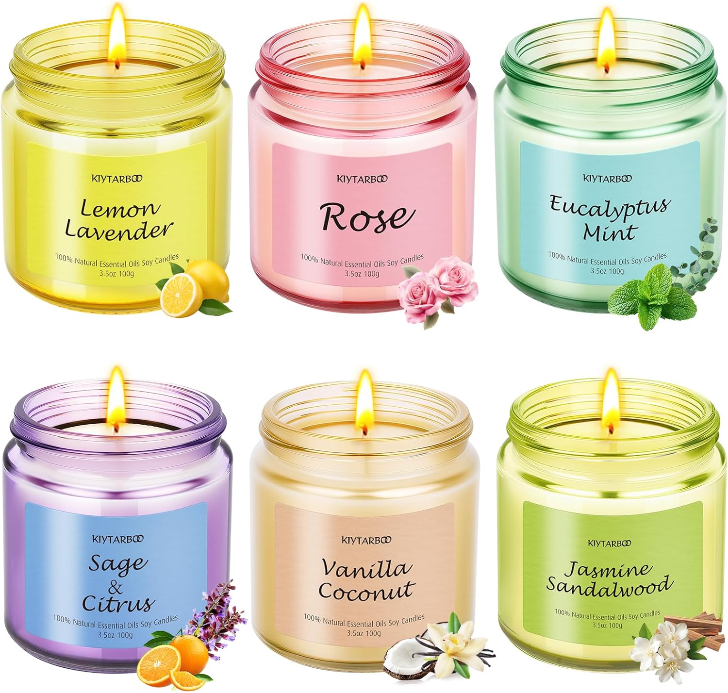 different plants scented candles