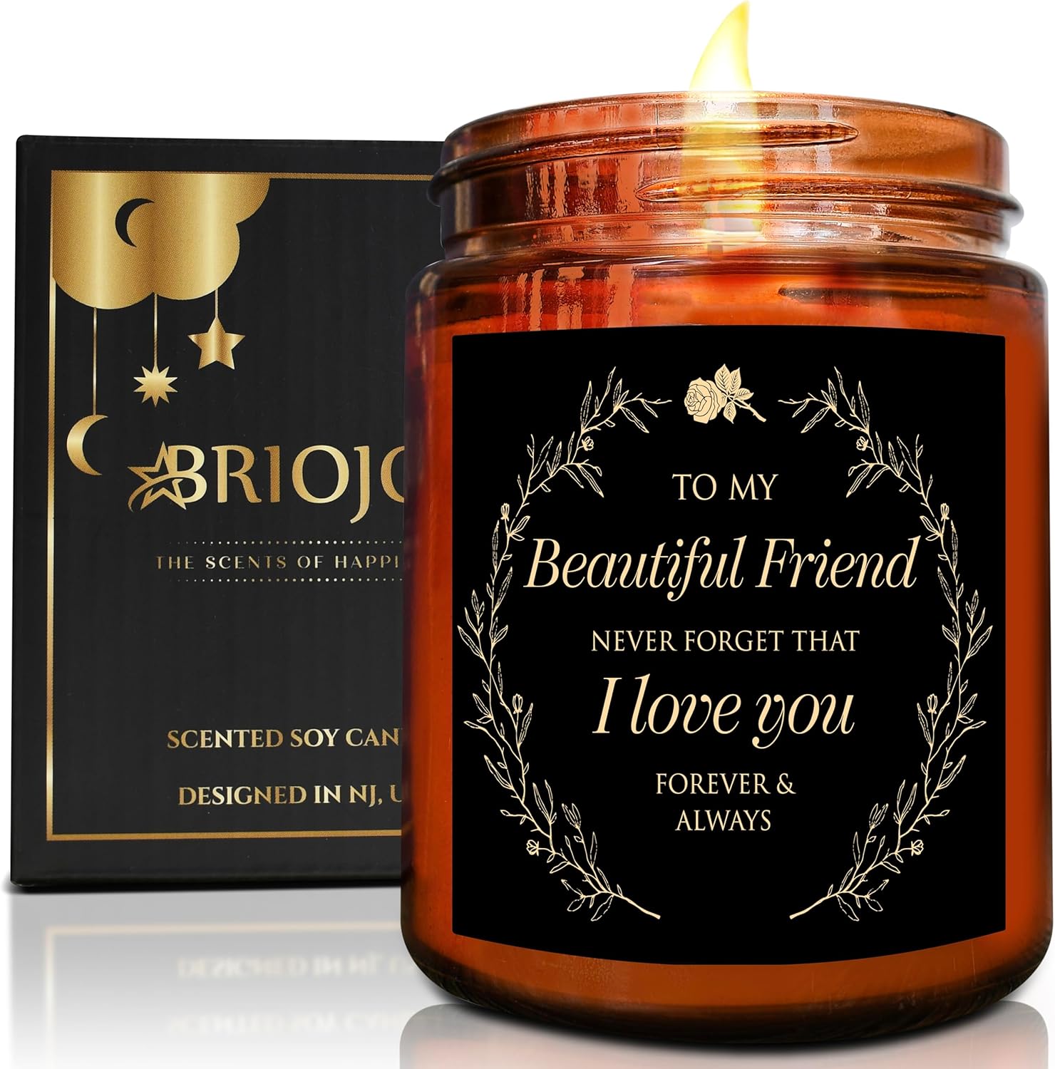 candle with an emotional quote