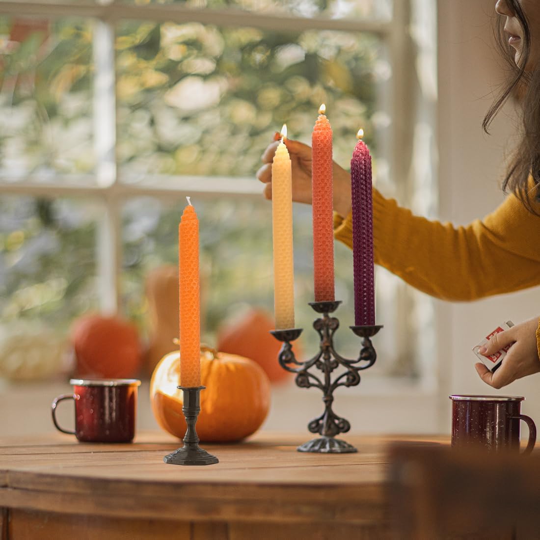 Hand-Rolled Beeswax Taper Candles