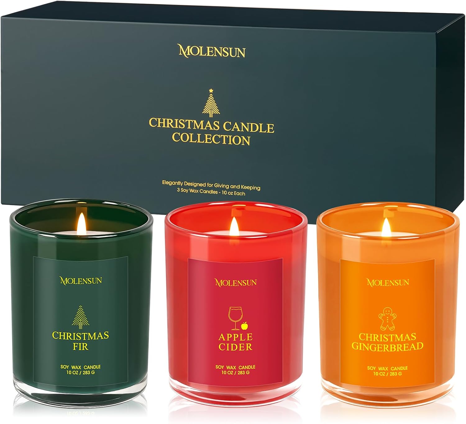 Candles Gift Set, 3 Pack | Apple Cider/Gingerbread/Fir