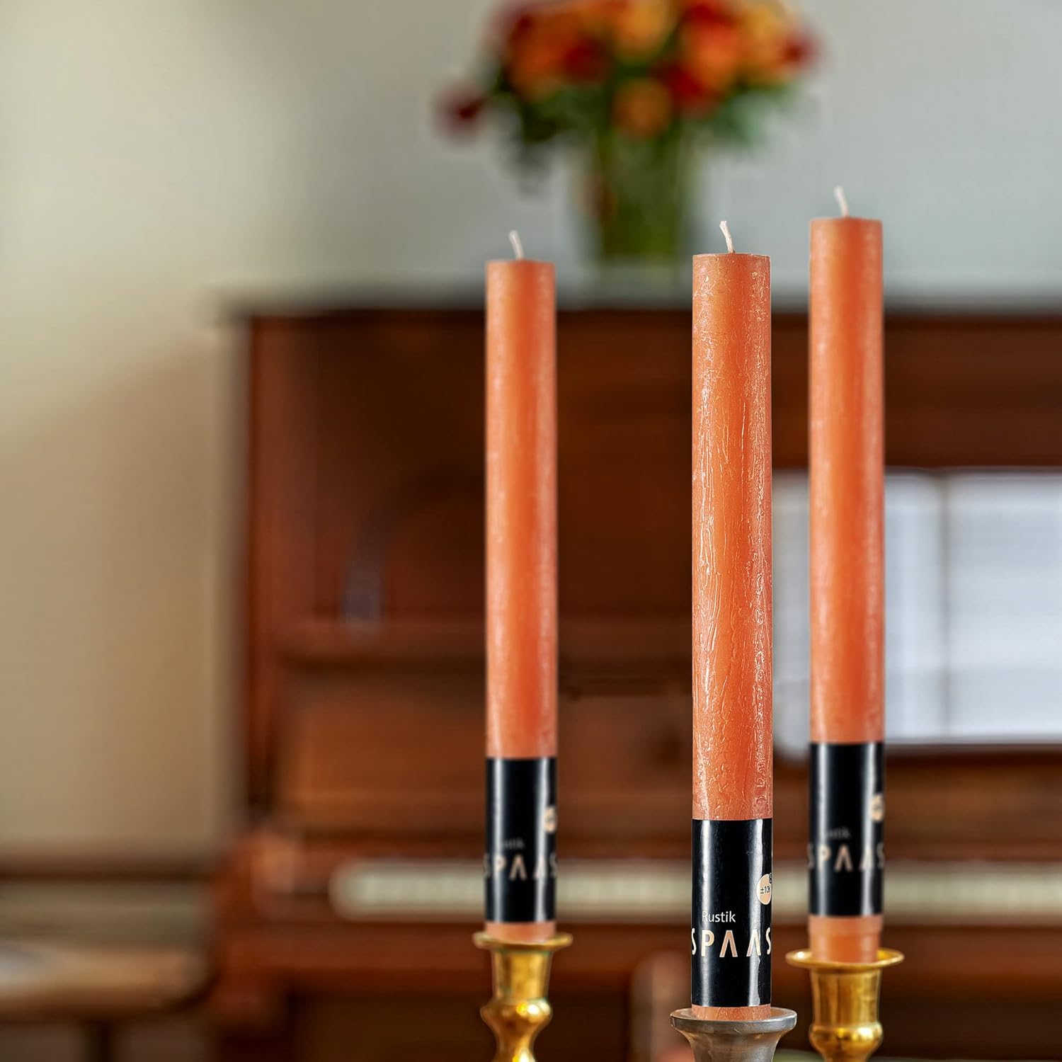Rustic Orange Dinner Candles