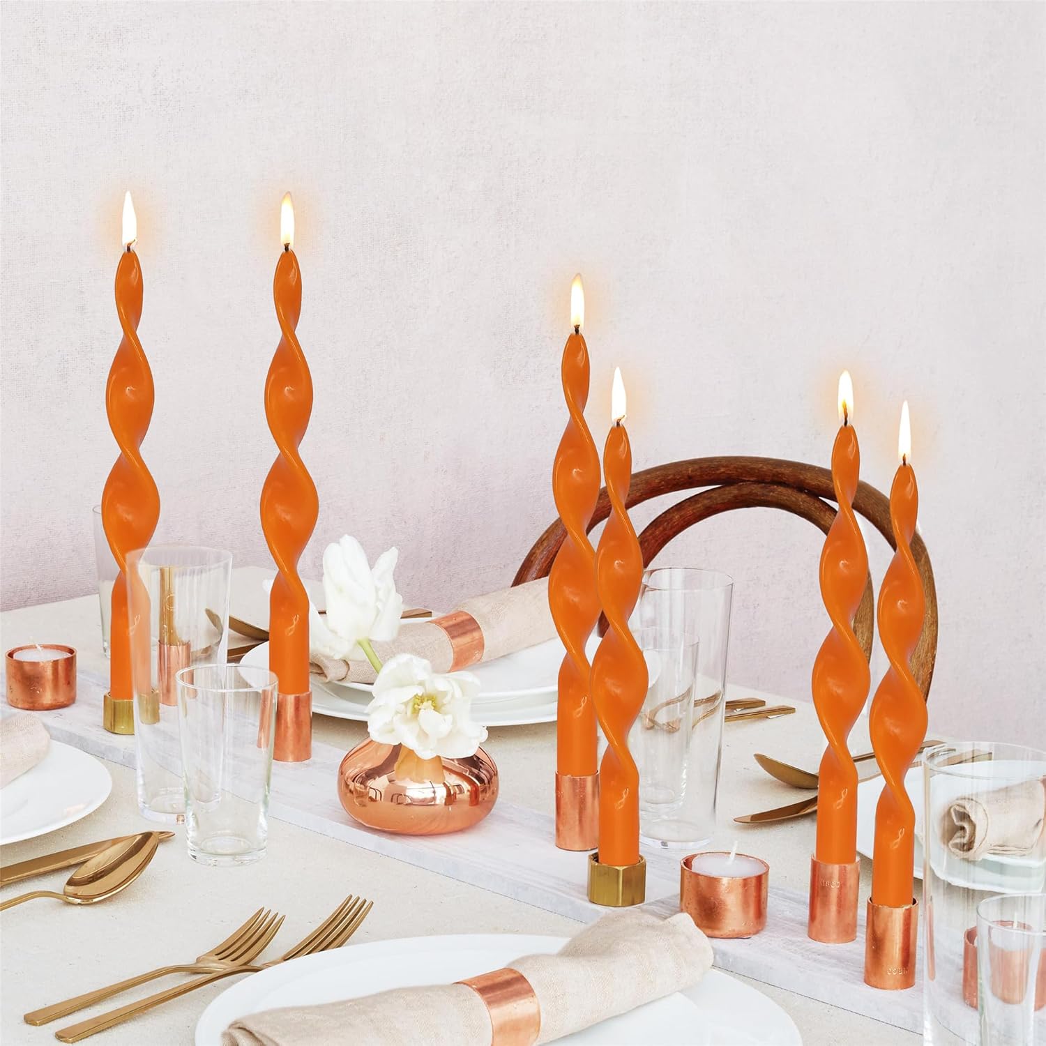 Pumpkin Taper Candles Twist Candlesticks