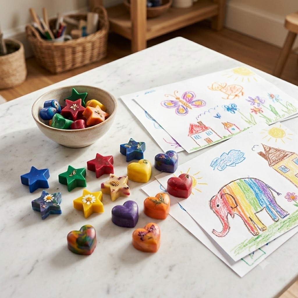 leftover candle wax diy crayons for kids upcycling ideas