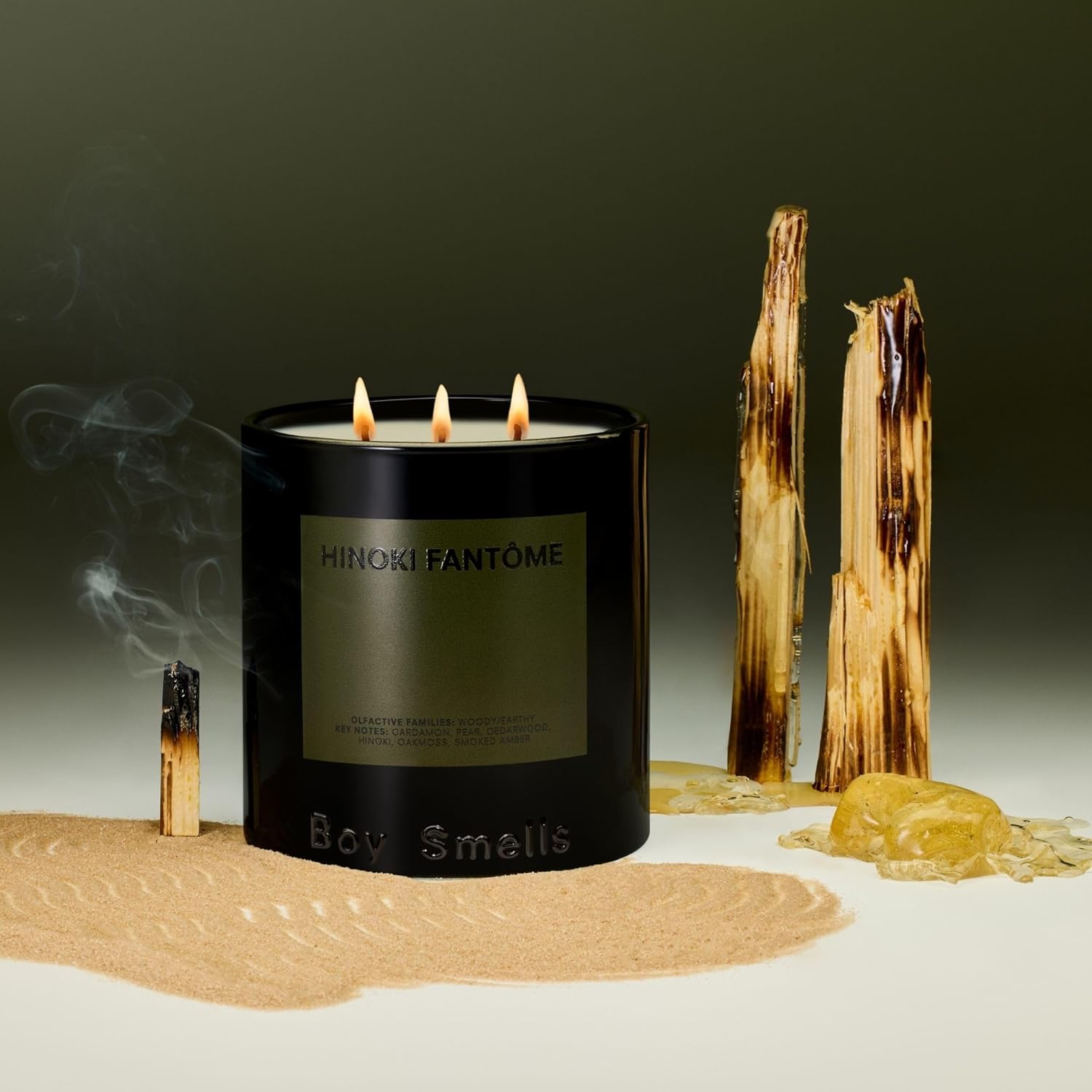 Boy Smells Hinoki Fantome 3-wick masculine candle gift for men with cedar oakmoss amber scent