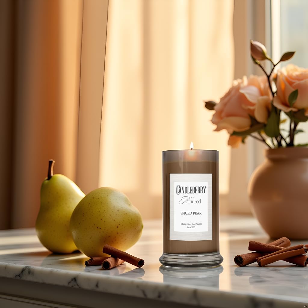 10. Candleberry Kindred Collection Spiced Pear — 90-Hour Soy Blend Candle