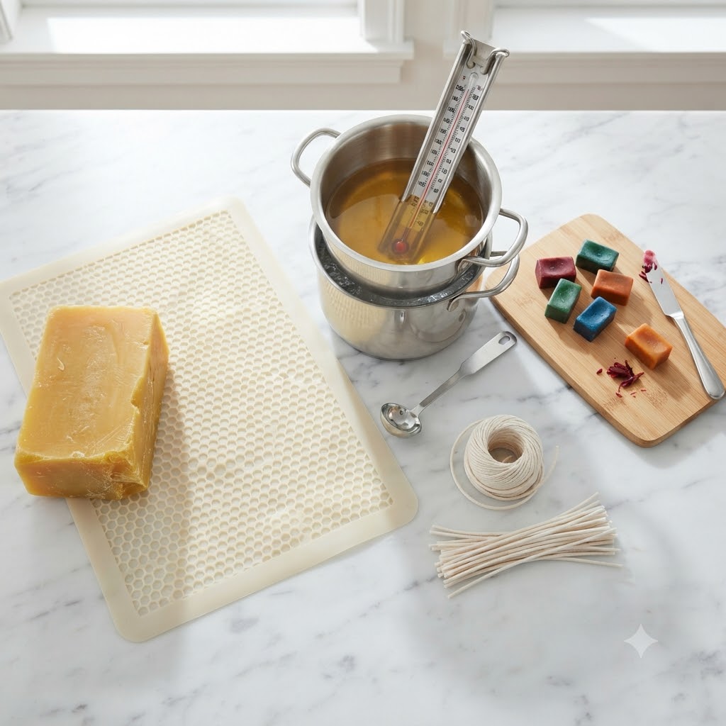 how to make beeswax sheets at home,  Supplies needed for making beeswax sheets at home for DIY candle making