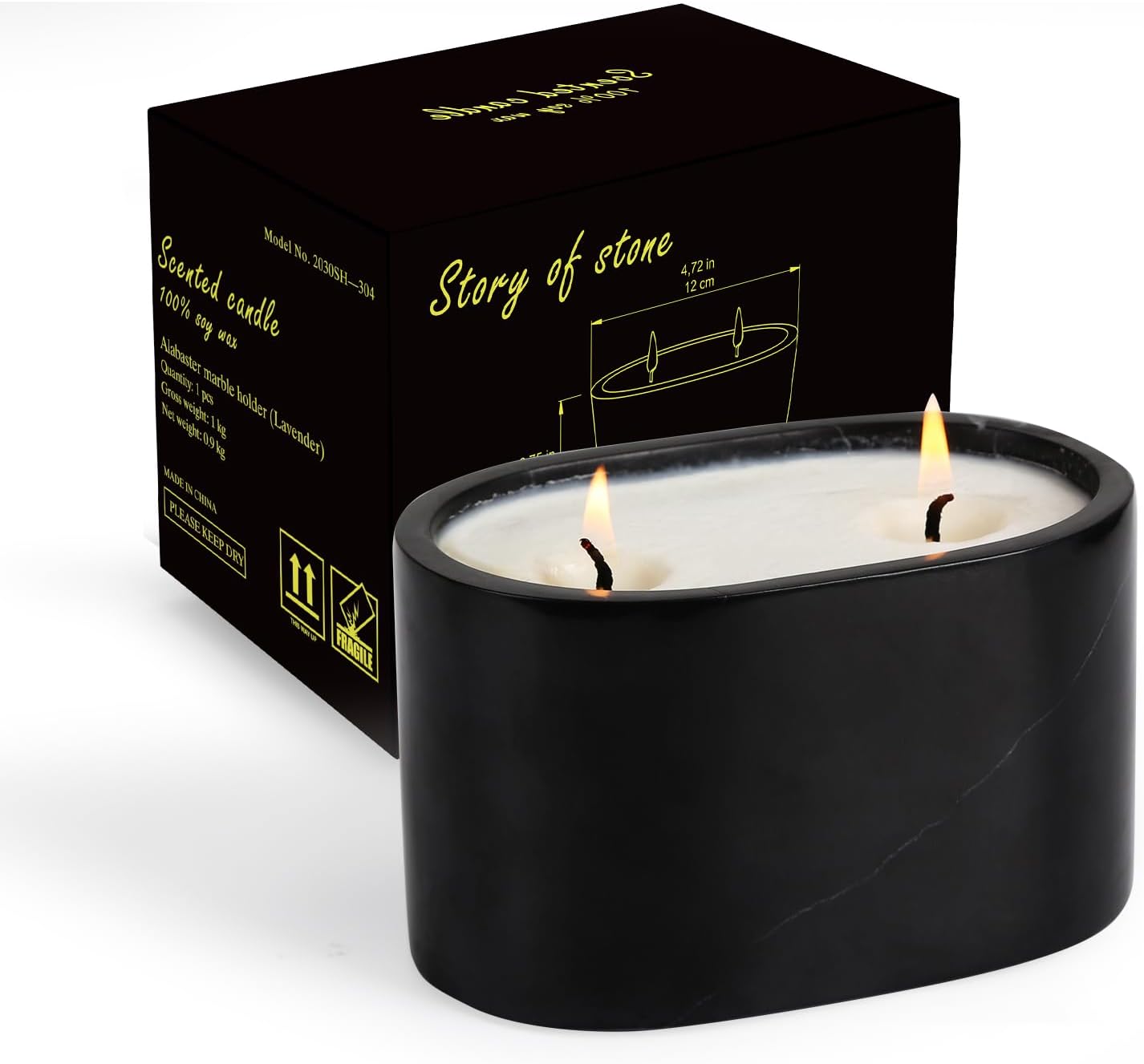Black marble vessel soy wax candle gift for men luxury home decor candle gift