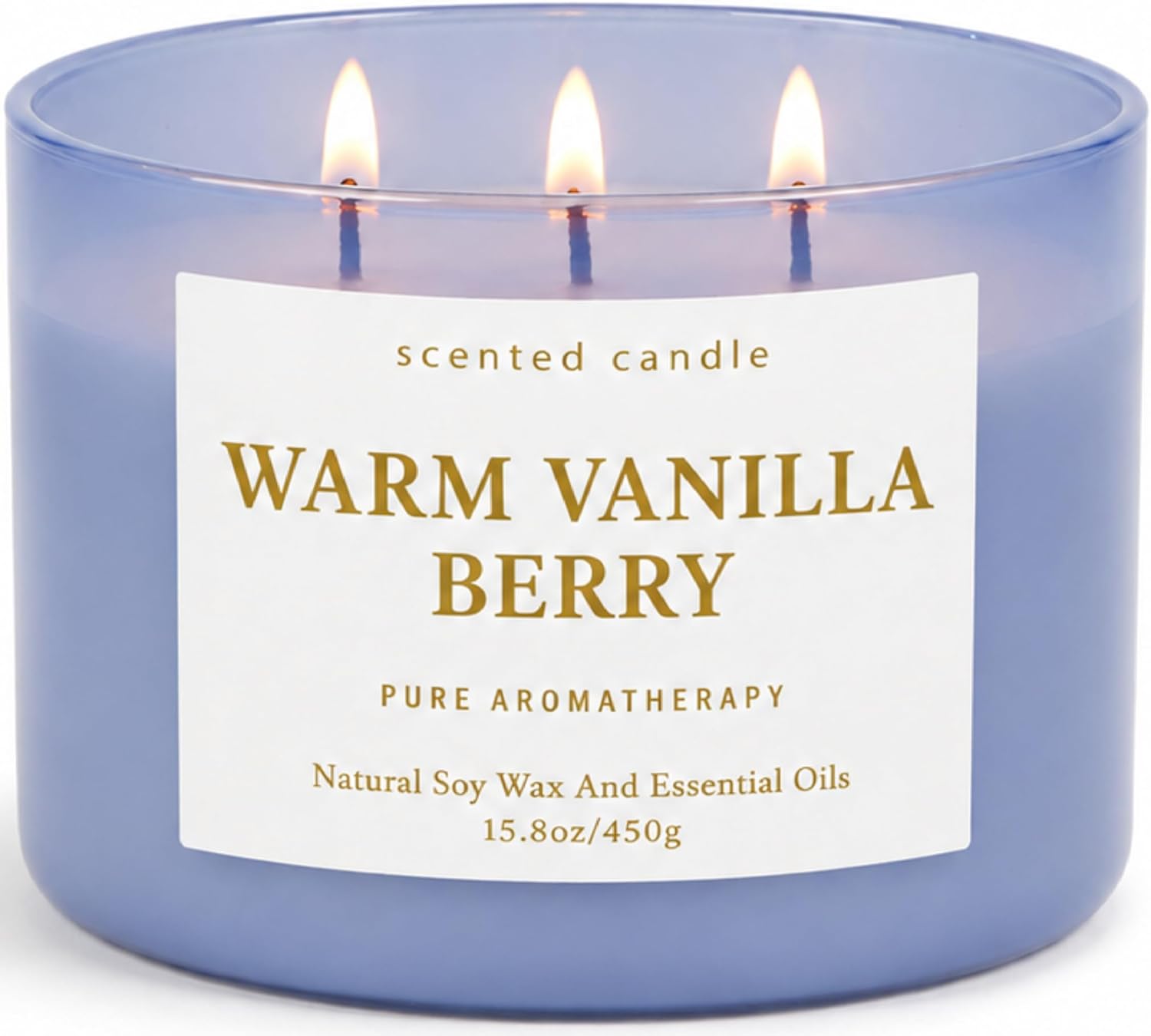 Warm Vanilla Berry 3-Wick Soy Candle, 15.8 oz Scented Candle for Home