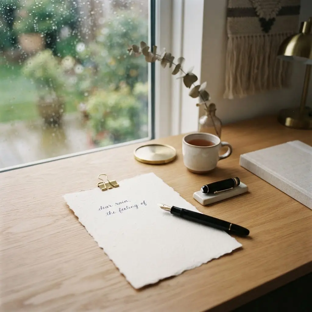 Fountain pen and stationery styled for a quiet letter writing session.